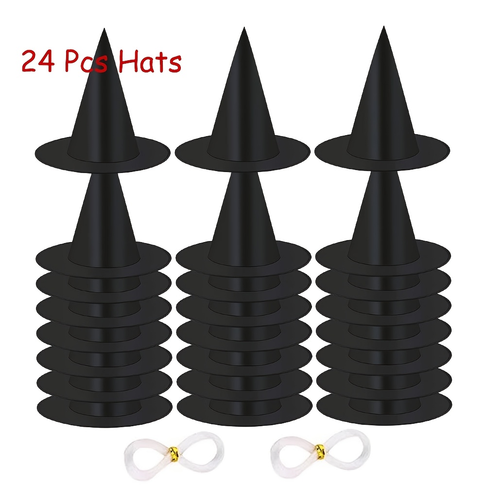 Image of Black Hanging Witch Hats, Halloween Witch Costume Accessories, Witch Hats With 167ft Nylon Rope, Halloween Indoor And Outdoor Party Decorations Home Yard Porch Ceiling