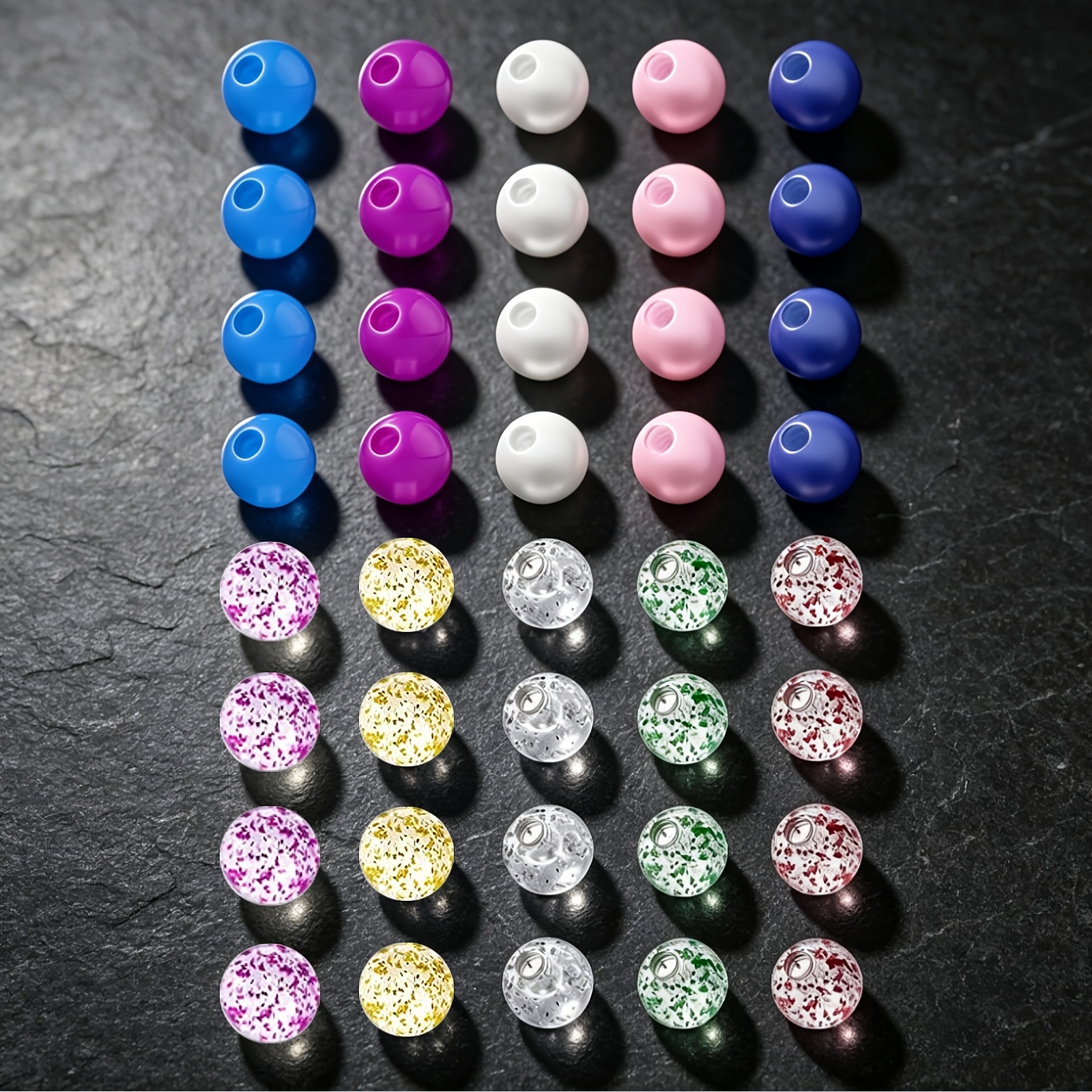 Image of 40pcs 5mm Internal Thread Acrylic Piercing Replacement Balls, Solid And Glitter Plastic Spare Beads, Internal Screw Parts For 14g Tongue Eyebrow Lip Navel Piercing Jewelry