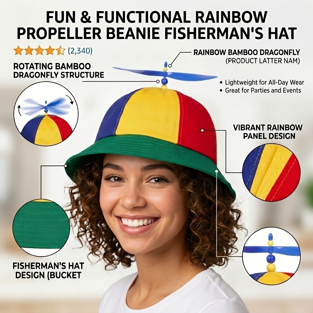 Image of 1pc Women's Propeller Cartoon Bucket Hat, Fashionable Outdoor Casual Hat Suitable For Spring And Autumn Travel, Seaside Parties