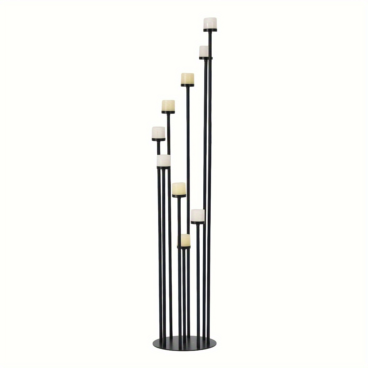 Image of Black 9 Arm Floor Candle Holder Candelabra For Home Decor, Metal Candle Holder For Weddings, Dinner, Christmas, Halloween, Parties, Formal Events (candle )