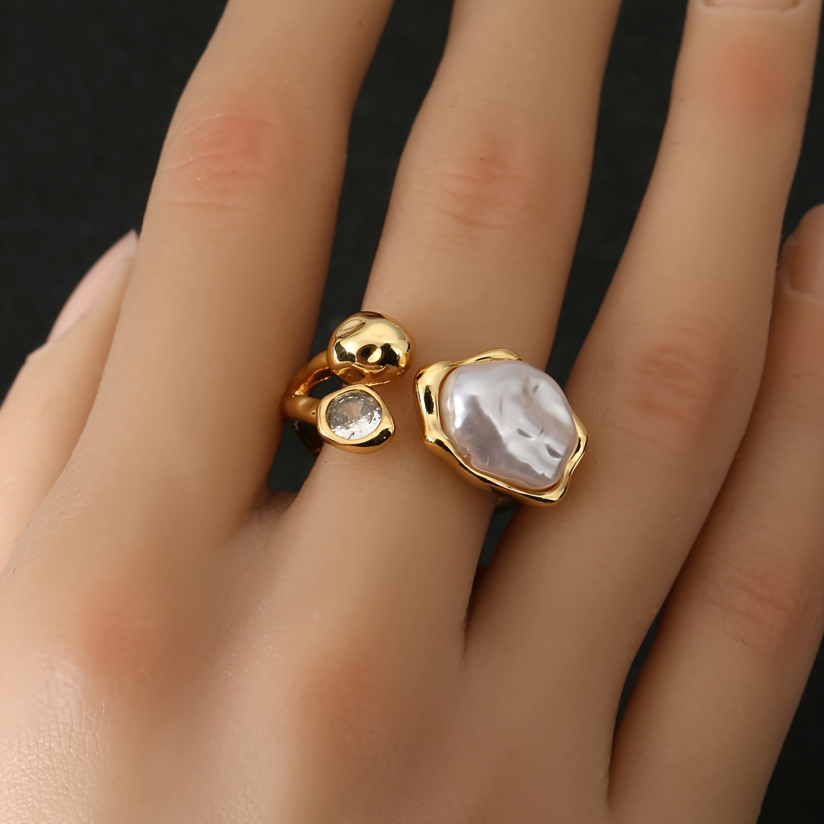 E-shop ., Europäische und amerikanische Mode - Kupferbeschlag Zirkonia, [Modischer und einfacher Stil] - Exquisites geometrisches Zirkonia Open