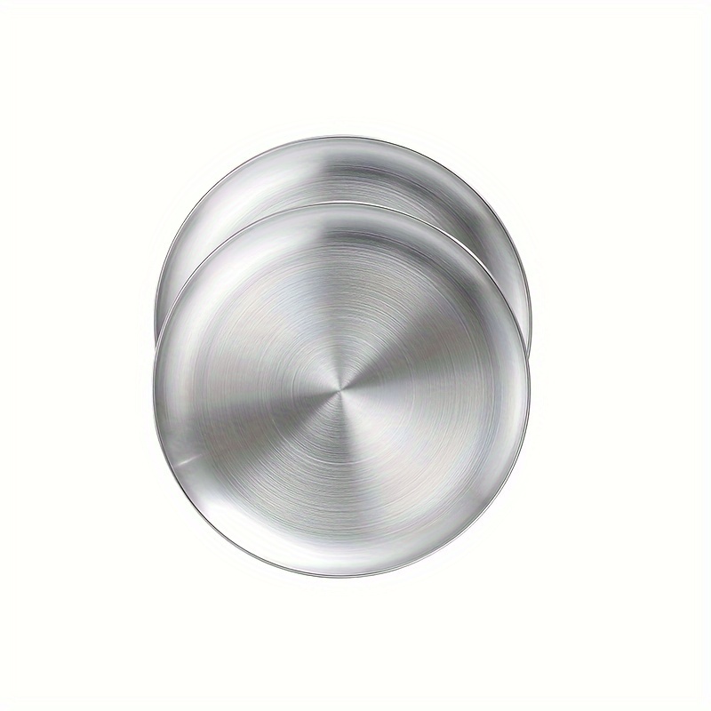 2/4/8/10pcs Stainless Steel Plates 7.87inch Dinner Plates For Picnic Outdoor Camping Service, Reusable And Dishwasher Safe, Kitchen Supplies