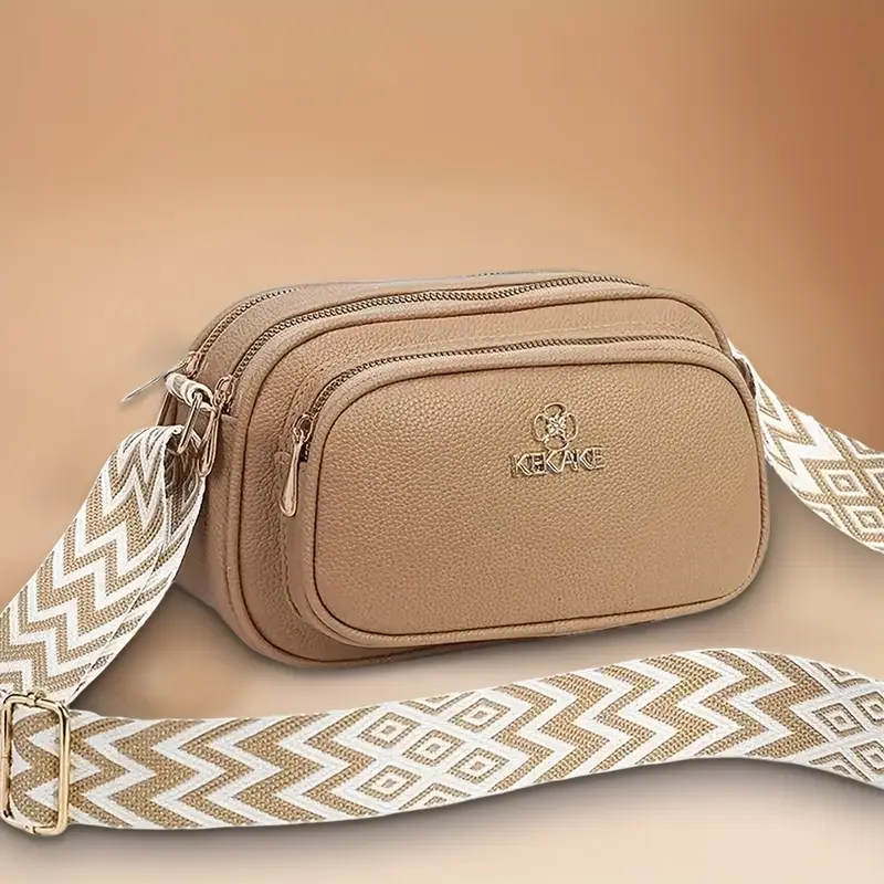 an elegant and versatile small square bag for women a49 made of pu material shoulder bag reading bag mobile phone bag three zippers three storage can store mobile phones wallets coin purses etc suitable for etc details 8