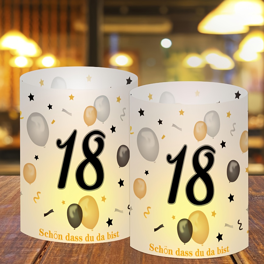 Image of 18th Birthday Theme Lantern Table Decorations - For Men And Women With Balloons, Stars And Ribbon Elements, Suitable For Party Decoration, Home Decoration