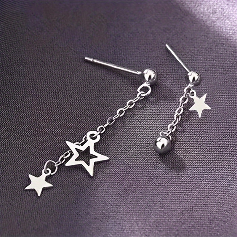 Pair Of Long Asymmetrical Stud Earrings Women's Earrings Niche Temperament All-match Star Drop Earrings