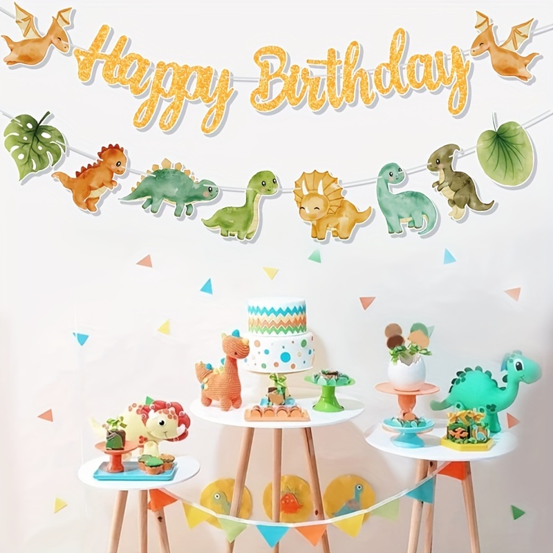 

Dinosaur Happy Birthday Paper Banner - Festive Party Decoration For Kids' Birthday Or Baby Shower