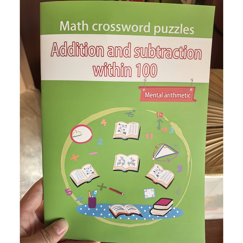 TEMU Juego de crucigramas 32 páginas 100 con práctica de y de matemáticas: cálculo de y , diseño de cuadrícula divertido, adecuado para niños de 2° y
