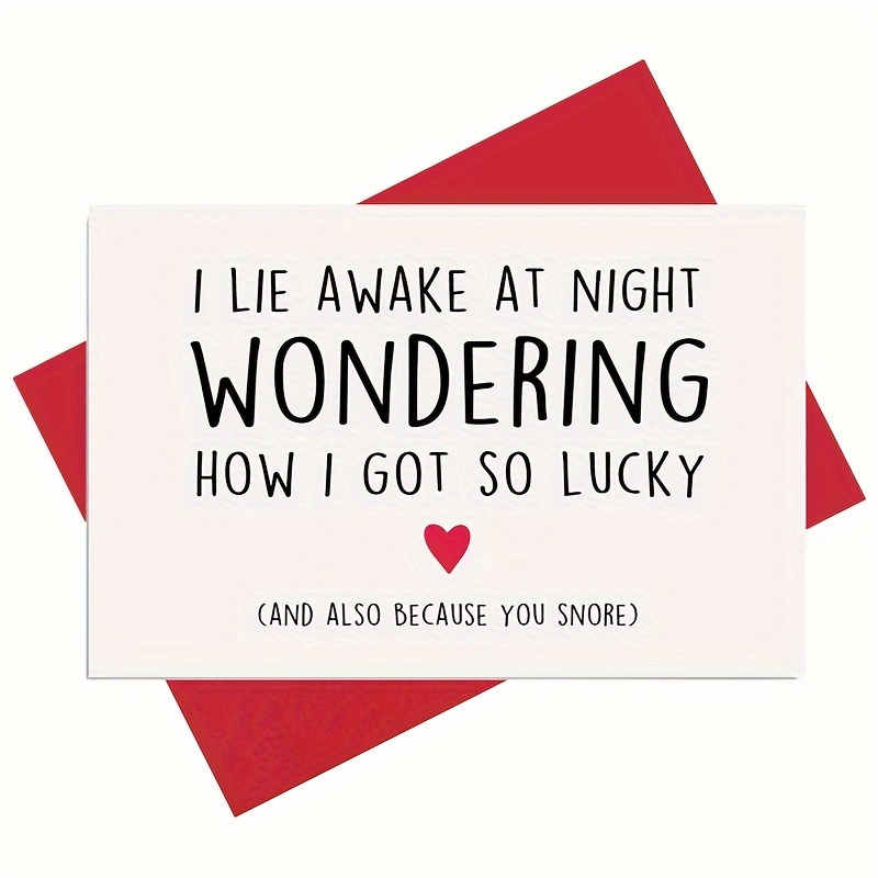 

1pc Humorous Snoring Card With Envelope - "i Lie At Night How So " - Ideal For Anniversary, Birthday, Valentine's Day - Funny Greeting For Husband, Wife, Boyfriend, Girlfriend