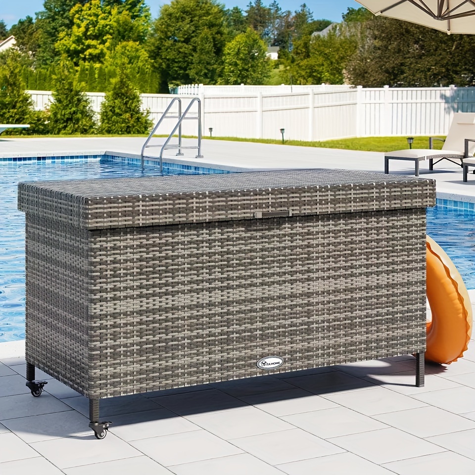 

Quoyad 200 Gal Wicker Storage Deck Box Outdoor Cushion Storage For Patio Tools