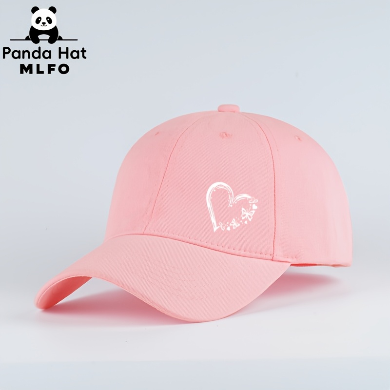 TEMU Baseball With Heart And Print On Side, Adjustable Dad With Curved Brim. Lightweight, Breathable, And Comfortable, Daily Wear, Shopping, Dates,