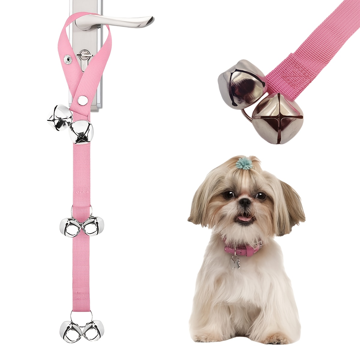 TEMU Adjustable Dog Doorbell For Potty Training - 6 Super Loud 1.4 Inch Metal Doorbell With Adjustable Chain, Durable & For Large Dogs, Without