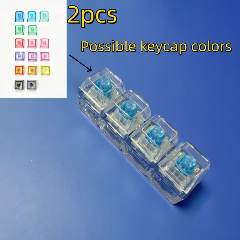TEMU 2pcs Transparent 4-key Finger Keychain | Compact And Exquisite, Finger Keyboard Button-style Toy Mechanical Keyboard Keycap Office Relaxation