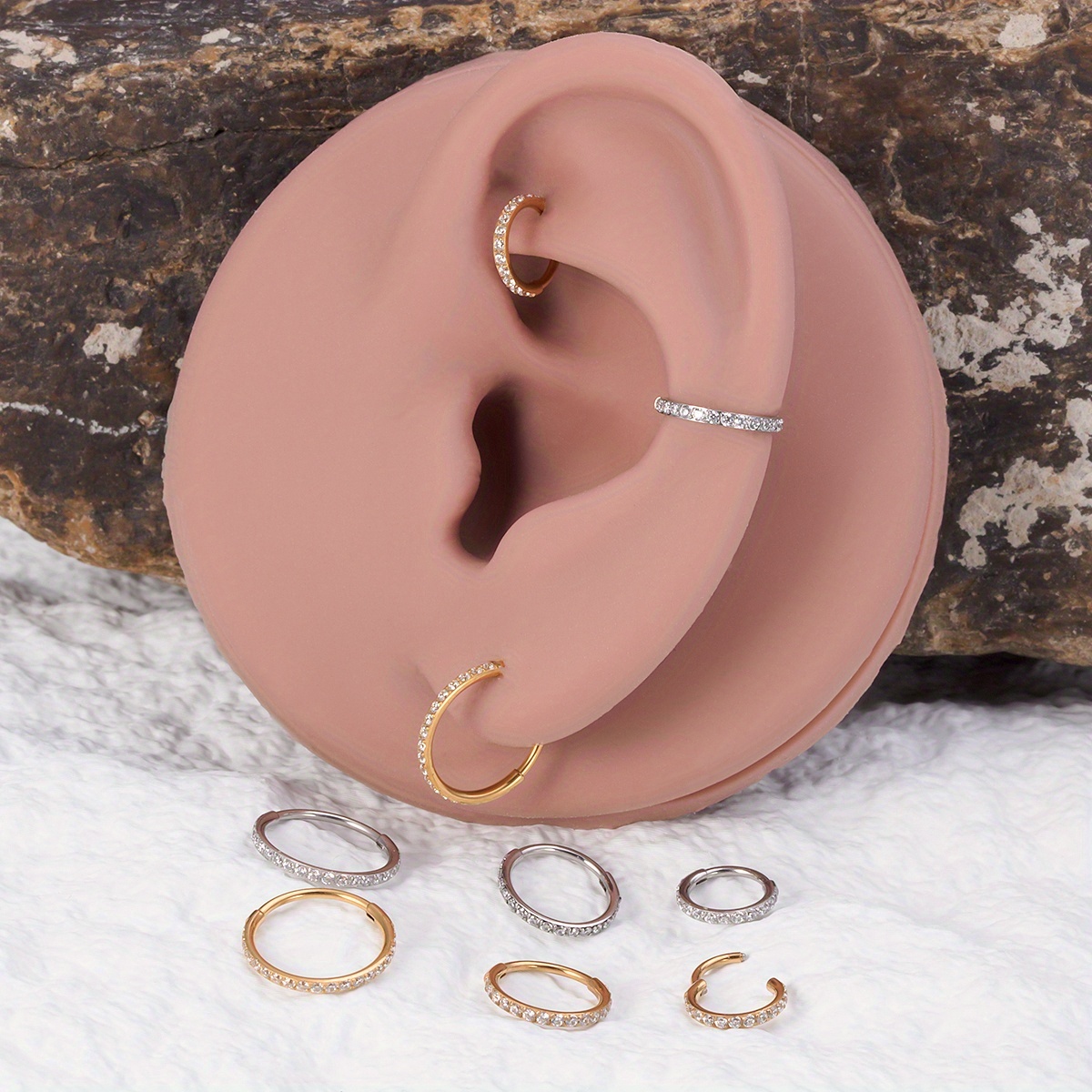 Synthetic Zirconia Hinged Nose Ring, Vintage Style for Daily Wear