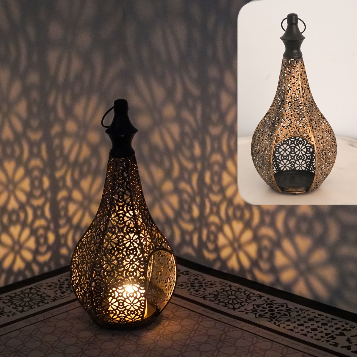 TEMU 1pc Moroccan-style Ironwork Hollowed-out Candlestick, Decoration Candlestick- Candlestick Set Decoration For Weddings, Festivals, Christmas And