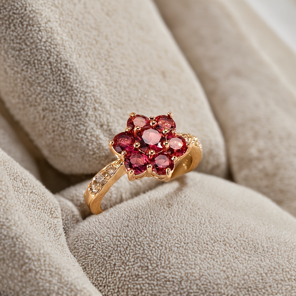 Women's Luxury Rose Red Imitation Crystal Ring