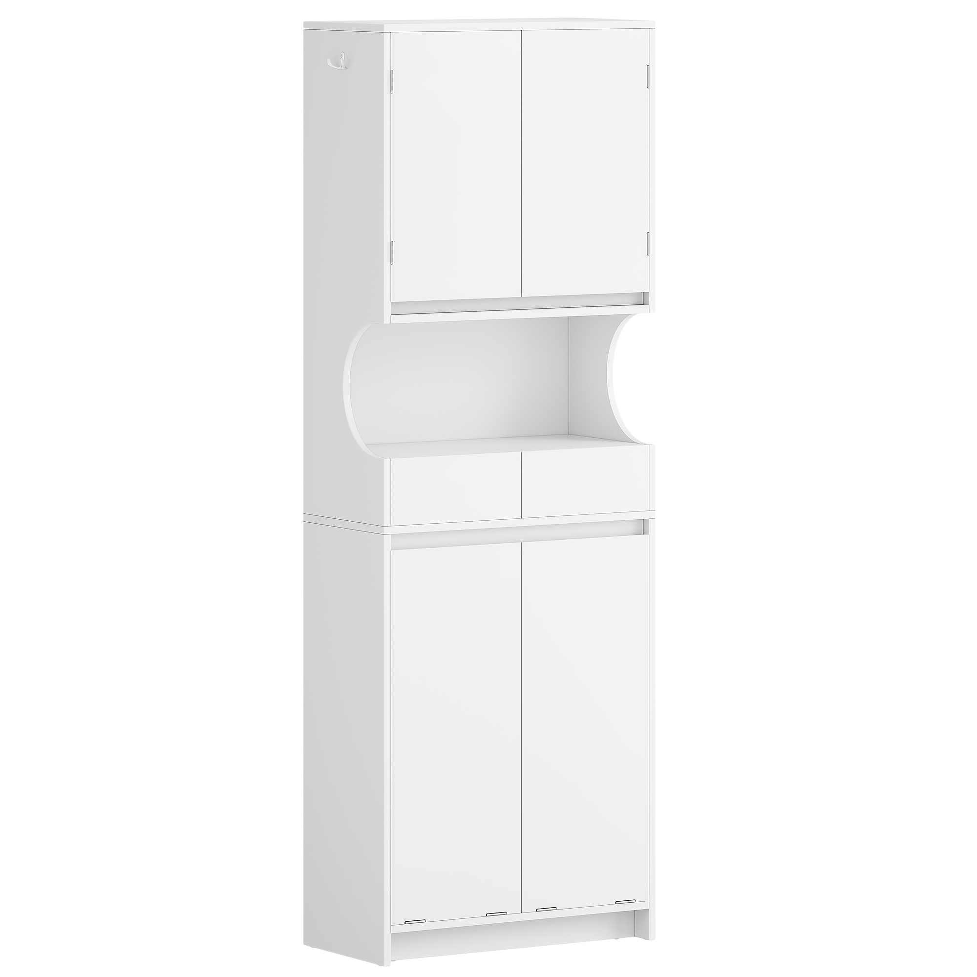 TEMU Armoire de Salle de Bain Haute avec Paniers à Linge, Unité de Rangement à Linge avec 2 Paniers, Étagères Réglables, 2 Tiroirs, pour Salle de