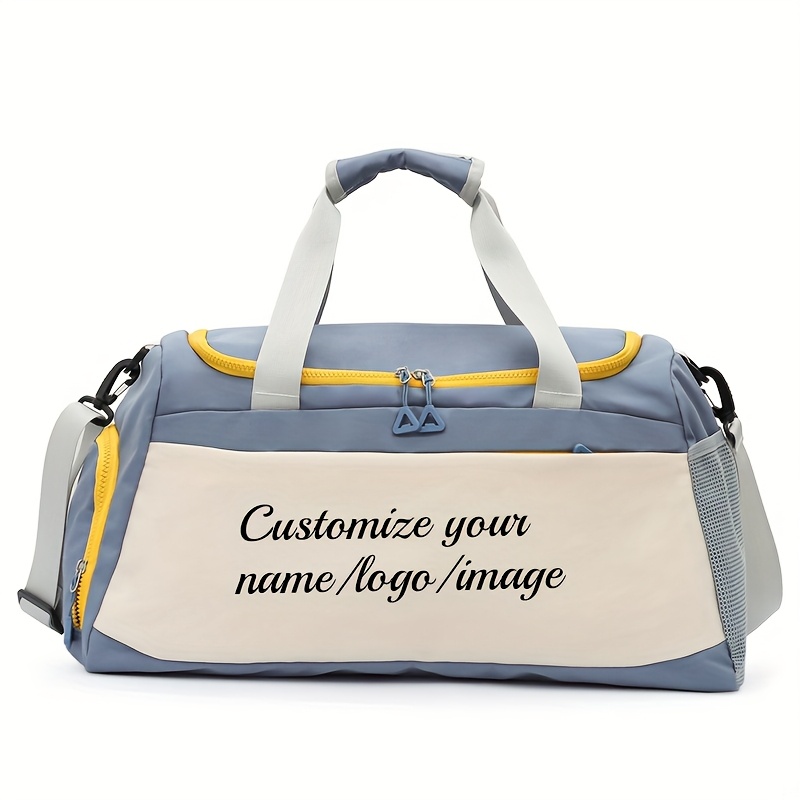 TEMU 1pc Customizable Name/logo/image Large-capacity Travel Luggage Bag With Shoe Compartment, Adjustable Shoulder Strap, And Handles. Bag For
