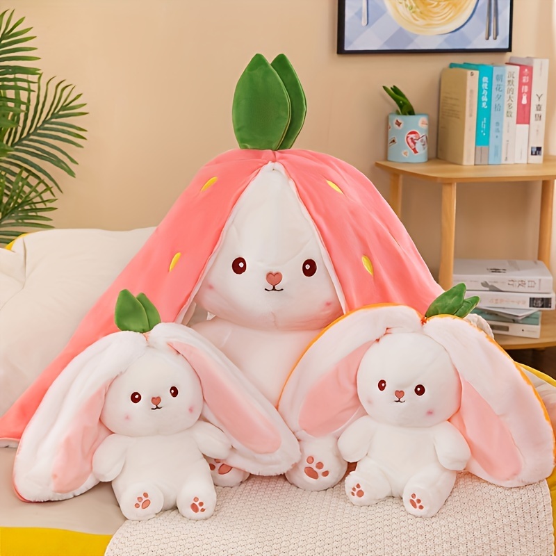 Buy Zipper Reversible Strawberry Bunny Soft Toy for Kids Playing