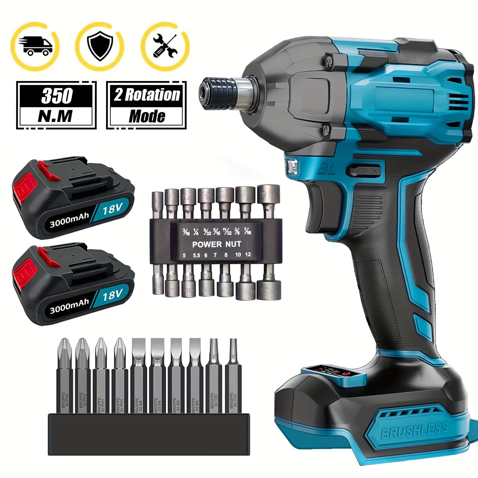 Cordless Screwdriver, 550nm Portable Cordless Drills For Makita 18v Battery, 24pcs Drill Driver Set & 2 Rotation Mode, Electric Drill Set For Car/home/office/diy Tools(2pcs Battery/ No Battery)