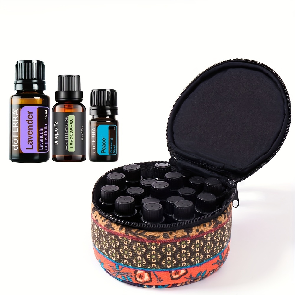 

Boho-style Canvas Essential Oil Organizer: Suitable For 15ml, 10ml, And 5ml Bottles - Perfect For Travel And Home Use