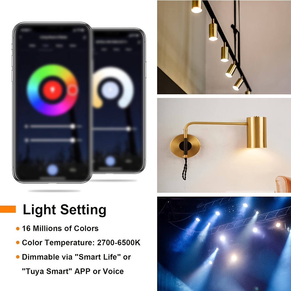 6pcs GU10 WiFi Smart LED Bulbs with Color Changing Features