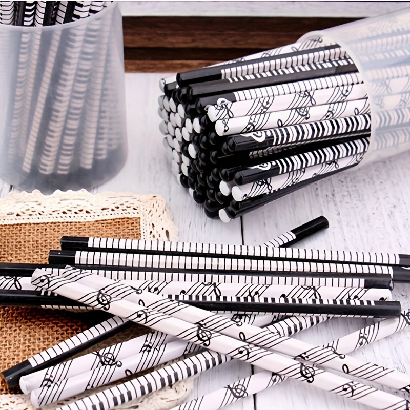 

10pcs, Hexagon Pencil Music Note Pattern Pencil Creative Pencil Piano Pencil Black And White