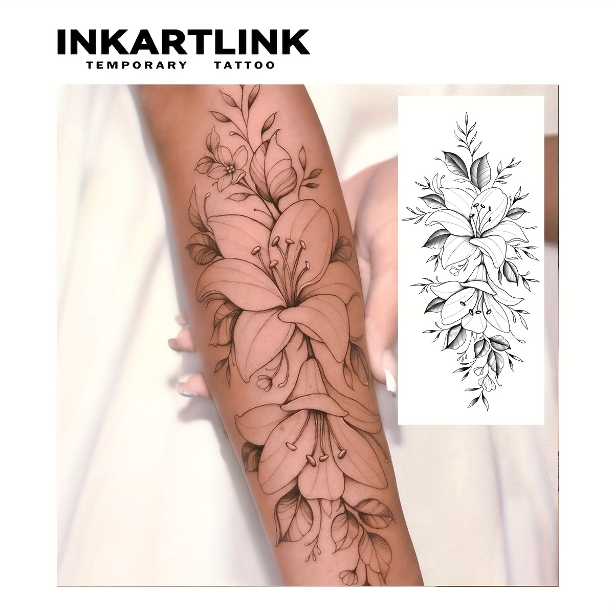 Image of Inkartlink Technology Tattoo, Semi-permanent Tattoo, Flower, Temporary Tattoo, Long-lasting, Fake Tattoo, Waterproof, Authentic Tattoo , Botanical, Tattoo