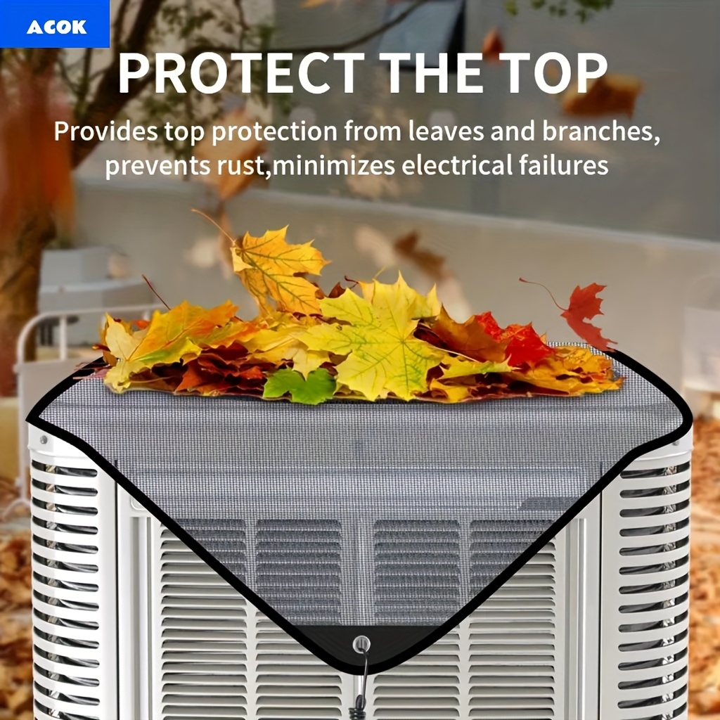 TEMU 1pc, Durable Outdoor Air Conditioner Cover Water Resistant Fabric, Windproof Design, Protects Against Dust And Cold Air, Pvc Mesh For Ventilation