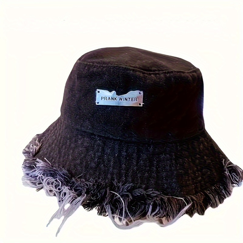 TEMU Classic Hem Bucket Hat Blue Denim Washed Distressed Basin Hats Lightweight Casual Sunshade Fisherman For Women &man