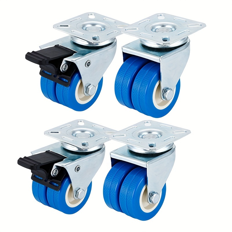 

Set Of 4 Heavy-duty 2.5-inch Casters With Dual Braking System - Supports Up To 800 Lbs - Quiet Non-marking Polyurethane Swivel Trolley Or Casters For Home Decor, Heat Resistant With 360-degree