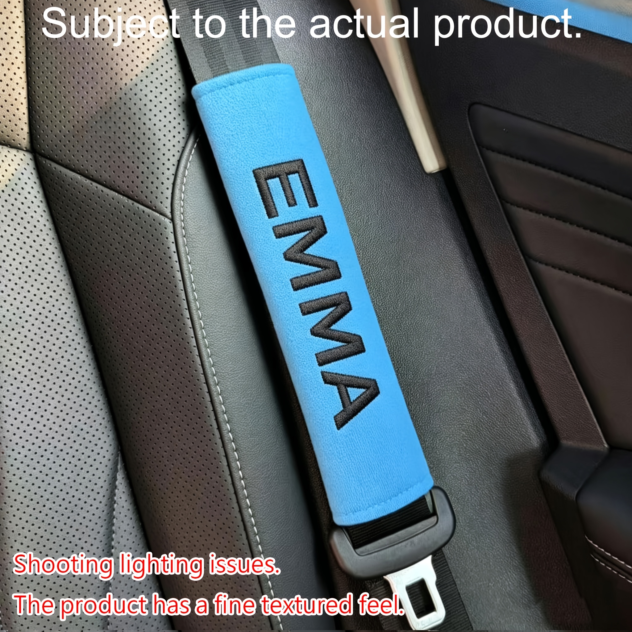 TEMU 1pc Of Embroidered Custom Car Seat Belt Shoulder Pad, Personalized English Name Customization, Soft Plush Shoulder Pad Cover, Universal Shoulder