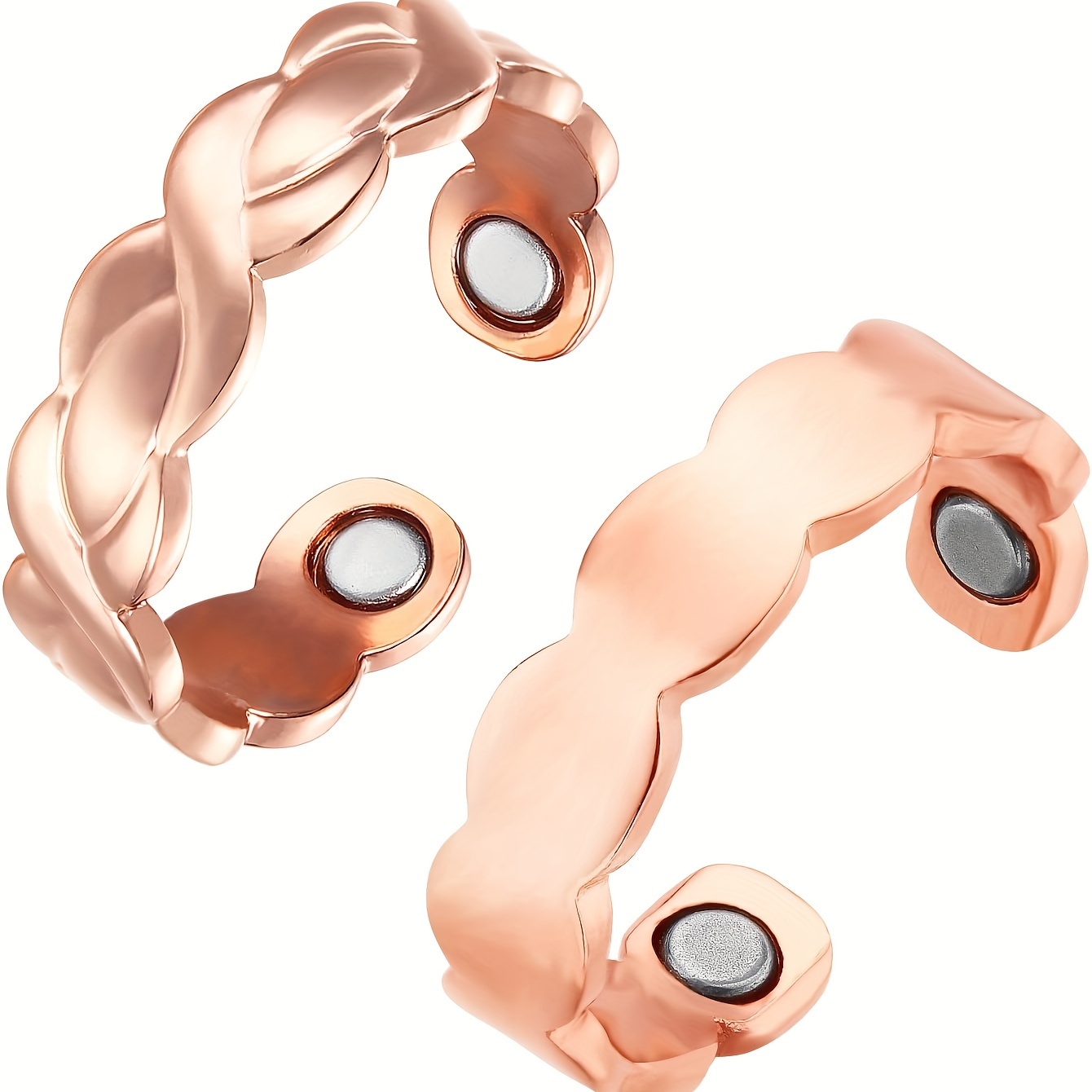 Image of 2pcs Copper Rings For Women, Women's Adjustable Magnetic Copper Rings, Jewelry Gifts For Mother's Day Valentine's Day