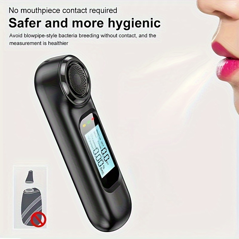 

1pc Non-contact Portable High-precision Alcohol Tester Rechargeable Digital Lcd Screen Breath Tester With Light & Sound