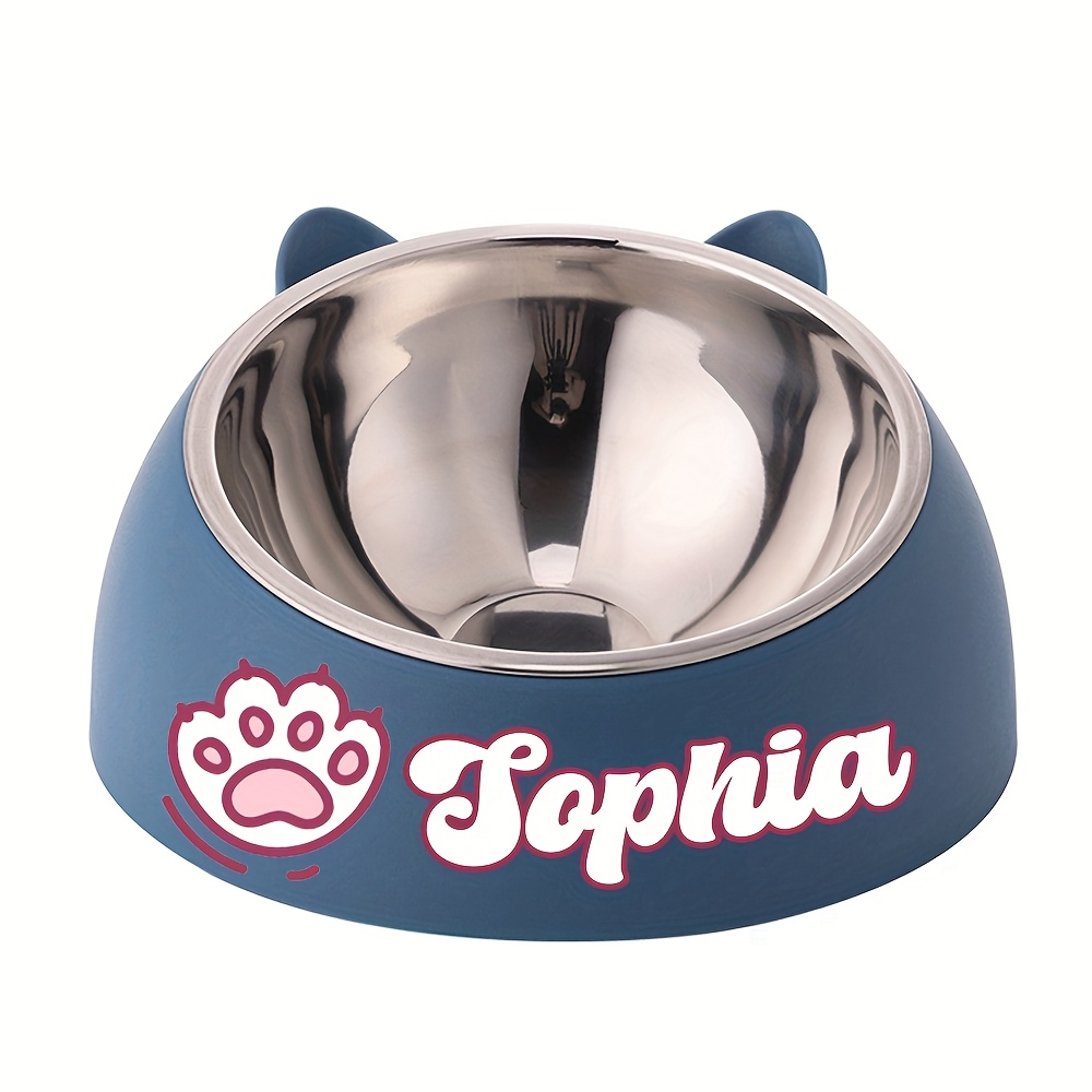 E-shop Personalisierte niedliche Katzen- und Hunde-Schüssel, hochwertige Edelstahl-Tierfutter-Schüssel nach Wunsch, Neigungsschüssel zum Schutz der