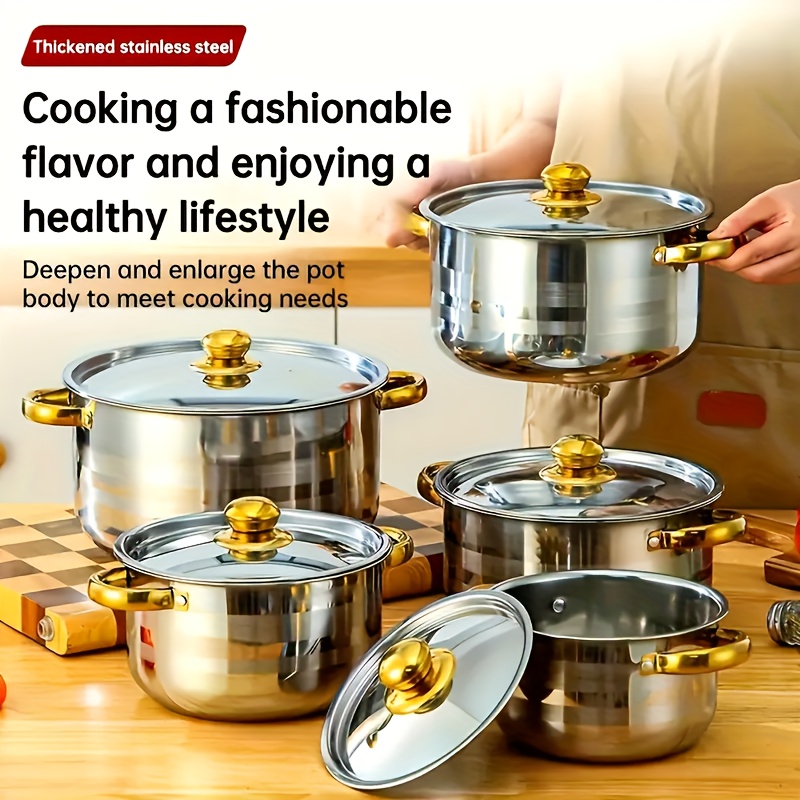 TEMU Classic Cookware Set Stainless Steel Pots And Pans Set Pots For Cooking, Cookware Set, Frying Pan And Pot With Lid, Cookware Set Kitchen Cooking