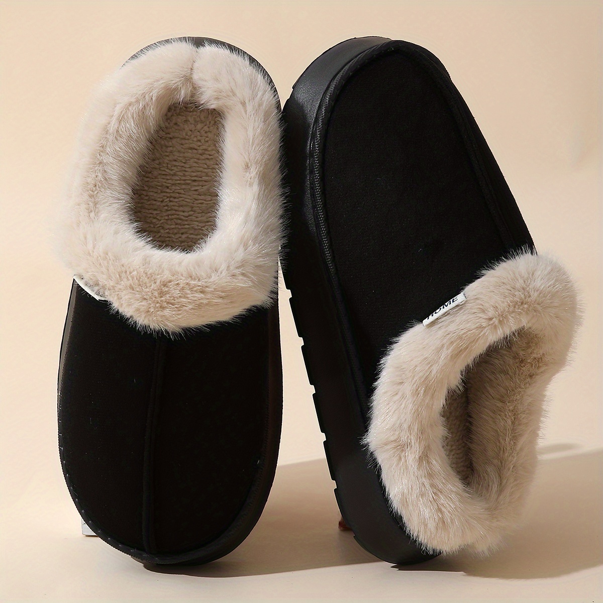 womens elegant plush slip on slippers soft warm thick cushioned eva sole with plush lining non slip comfortable beach for summer   indoor outdoor house shoes in pastel neutral colors pink easy clean durable eva material 8
