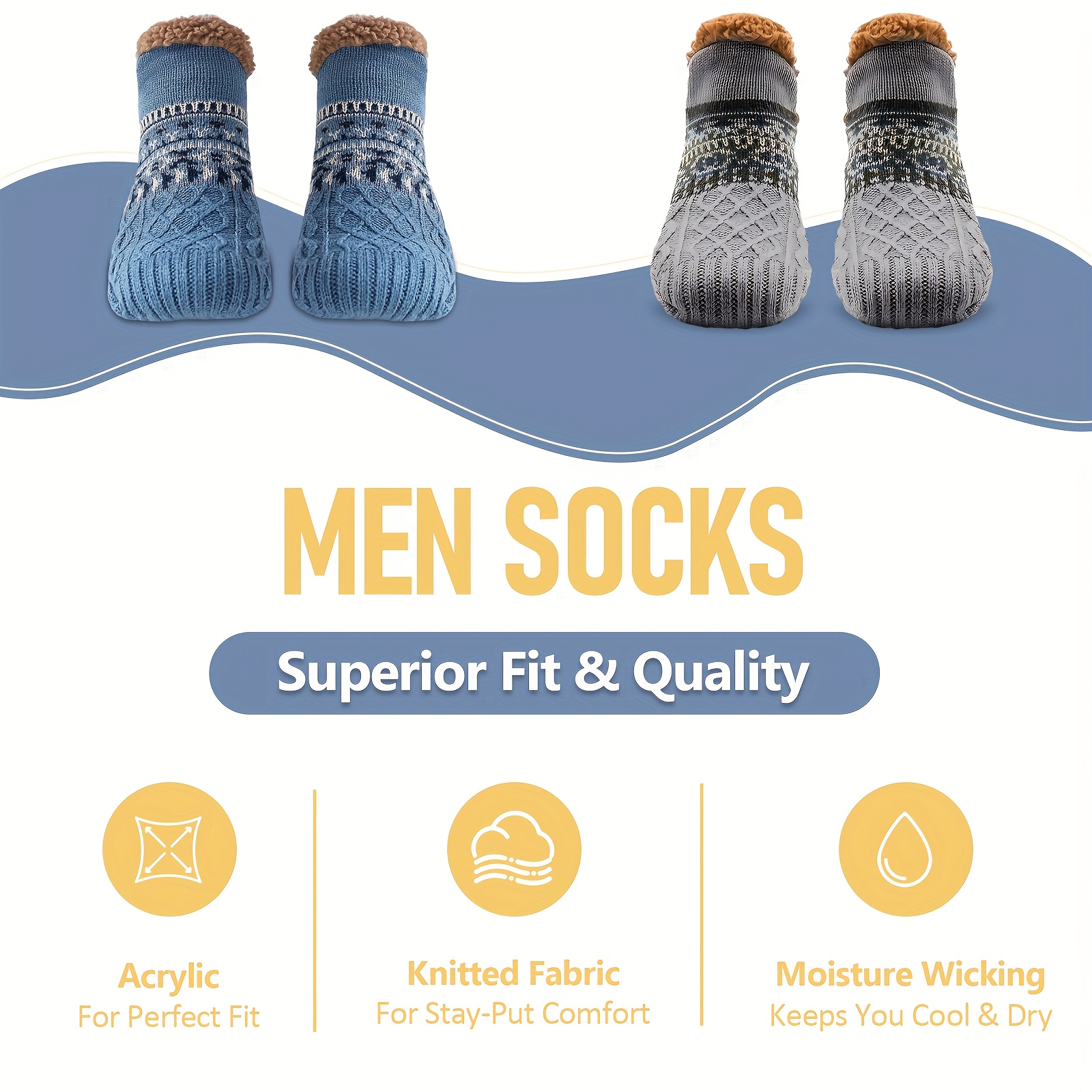 NS-Sherpa Fluffy Bed Slippers for Men & Women - Warm, Non-Slip, Comfortable Knitted Socks with Plush Fleece Lining, Striped Design, Perfect for Indoor Use, Indoor Slippers | Plush Lined Socks | Knitted Socks, Slippers for Indoor Use, Bed Sock Men, Fuzzy Sock Extra Large, Sleep Sock Big Size, Thermal Sock For Sleeping, Sock Men Extra Shirt, Men Sock Good Quality 2 NS-Sherpa Fluffy Bed Slippers for Men & Women - Warm, Non-Slip, Comfortable Knitted Socks with Plush Fleece Lining, Striped Design, Perfect for Indoor Use, Indoor Slippers | Plush Lined Socks | Knitted Socks, Slippers for Indoor Use, Bed Sock Men, Fuzzy Sock Extra Large, Sleep Sock Big Size, Thermal Sock For Sleeping, Sock Men Extra Shirt, Men Sock Good Quality - Image 2