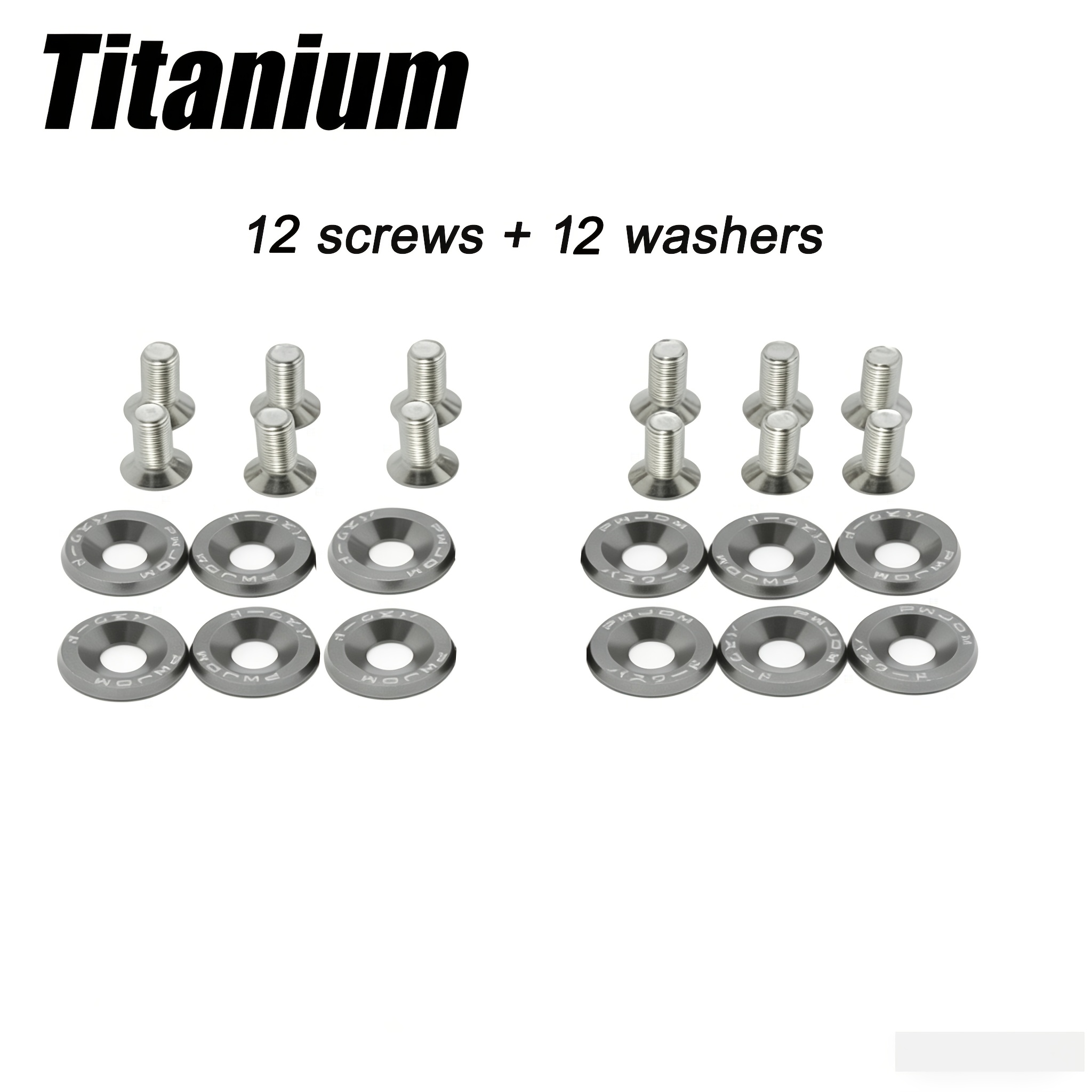 Image of 24pcs M6x12 Aluminum Washers + M6x12 Screws, Car Mod Fasteners, Fender Spacer License Plate For Engine Bay Decoration