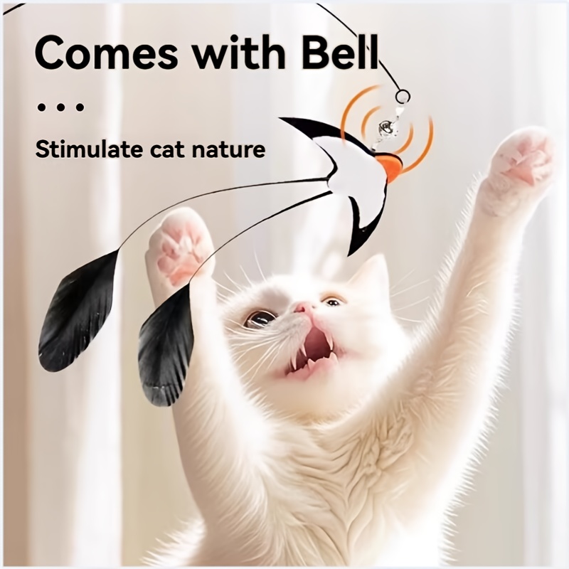TEMU 1pc, Artificial Feather Handmade Cat Teaser Wand, Pet Supplies - Interactive Self-entertainment Cat Rod , Cat Toy For Fun And Entertainment, Cat