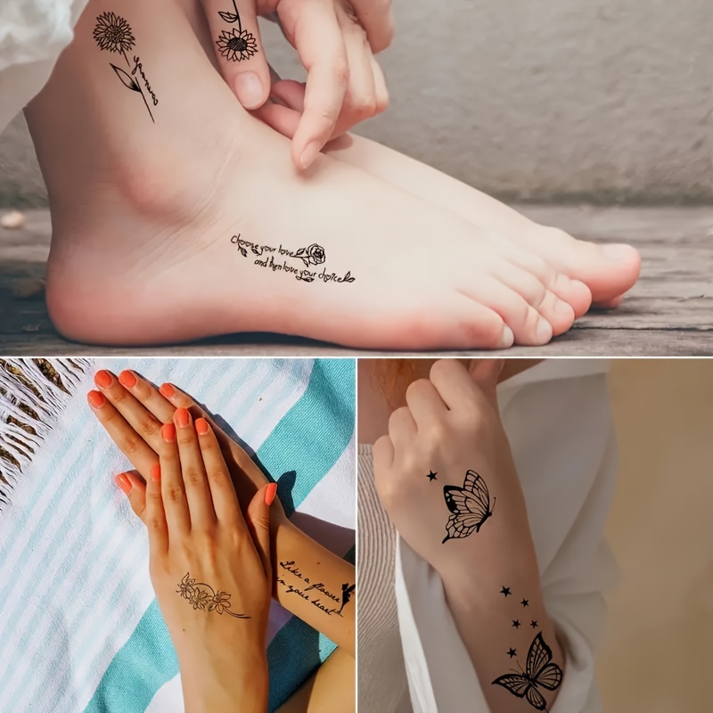 Wasserdichte Temporäre Tattoos – Große Blumenmotive Für Partys & Festivals