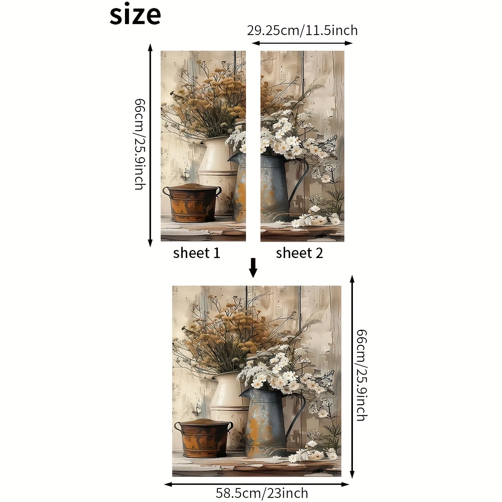2pcs Set Of Dishwasher Wall Stickers, Creative Vintage Floral Pattern Kitchen Decals, Waterproof Self-adhesive Removable Pvc Decorative Dishwasher Stickers