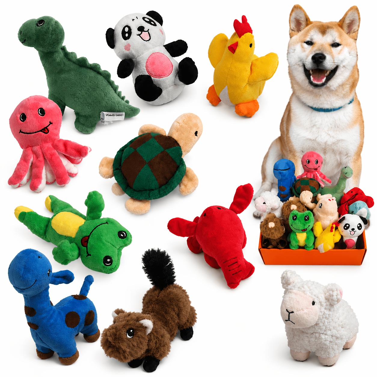 TEMU 10 Pack Plush Animal Dog Toy, Premium Squeaky Chew Toys For Small Medium Dogs, Stuffed Puppy Toys For Pets - Dental Cleaning & Relax