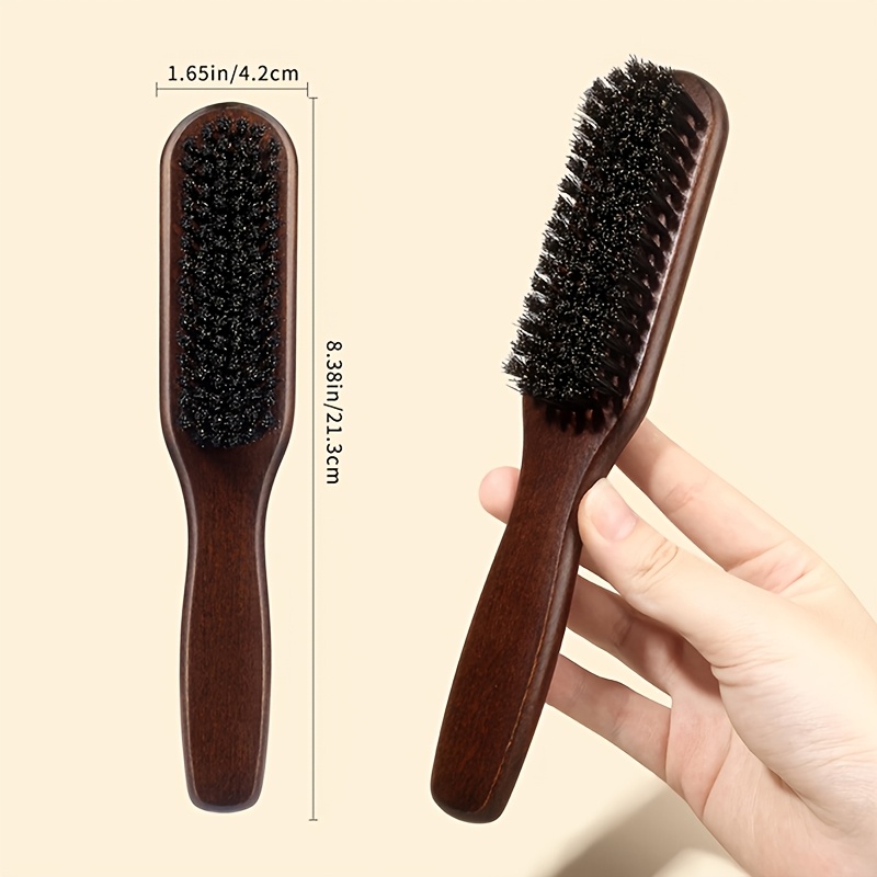Image of Bristle Smoothing Comb - Soft/medium Hardness, Easy Styling And Maintenance, Frizz And Smooth, , Unisex - Wooden Handle, Back-to-school And Travel Essential, Women's Hairbrush, Detangling Comb