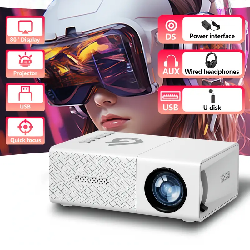 portable mini projector home projector best viewing experience fast gathering led light compatible with mobile phone computer tv usb ideal for home theater and office Product details 2