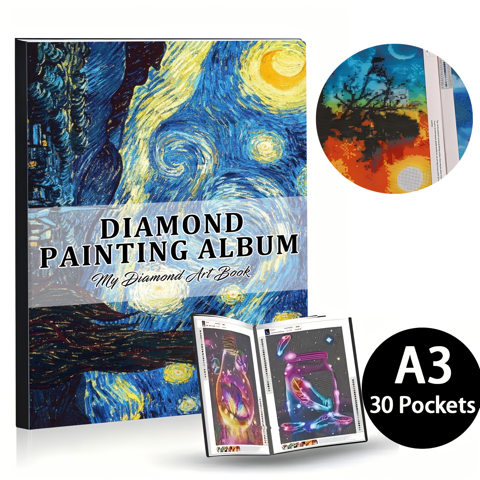 

An A3 Diamond Painting Storage Book, Suitable For 60 Diamond Painting Pictures, 30 Pages Of Storage Book, Used For Diamond Painting, Diamond Painting Display Portfolio Folder