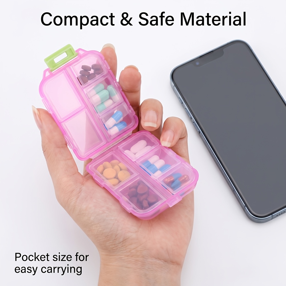 Travel Pill Organizer, 10-Compartment Compact Case