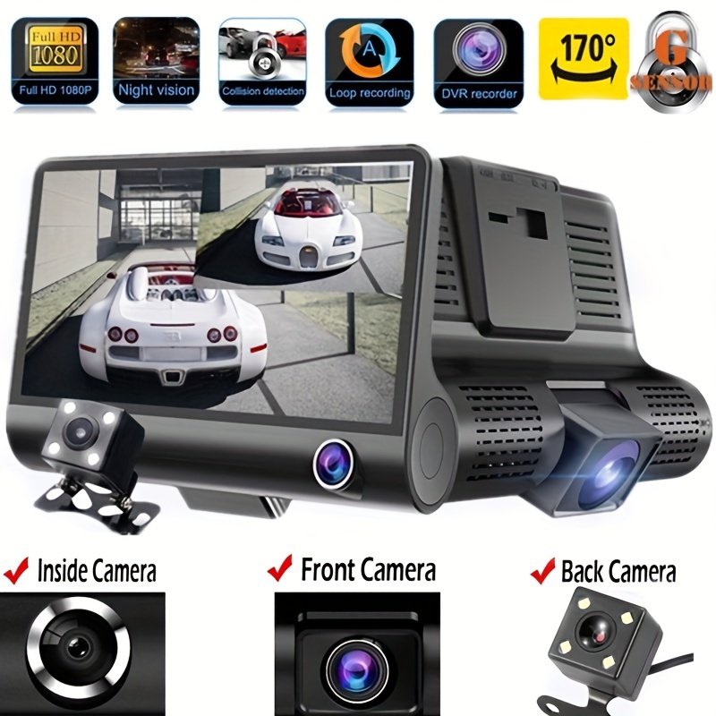 

1080p Car Dvr Camera 3 Camera Recorder Night Vision Dashcam Car G Sensor Camcorder