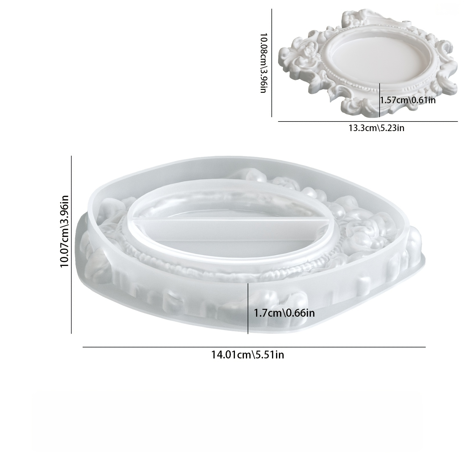TEMU Moule à plateau à bas- style européen unique 02, moule en silicone adapté pour résine, plâtre, , etc. Plateau de rangement et de présentation de