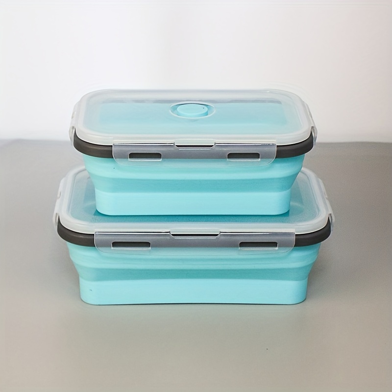 Image of Set Of 2 Collapsible Food Storage Containers - Airtight And Vented Lids, Perfect For Rvs And Meal Prep, Safe For Microwave And Freezer Use