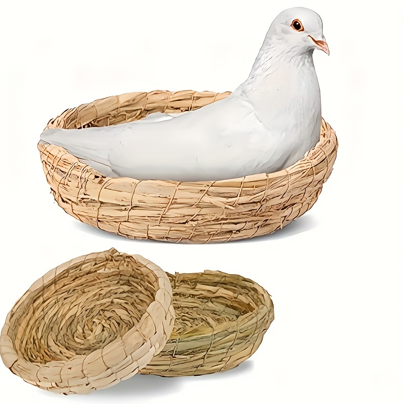 

1pc Handwoven Straw Bird Nesting Basket, Pet House For Doves & Small Animals, Indoor/outdoor Use